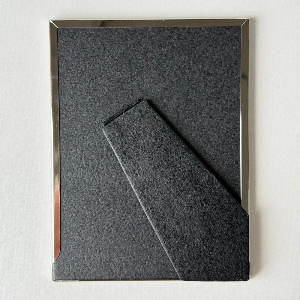 Pottery Barn Enamel Picture Frame 4x6 Black Modern Silver Minimalist Cottagecore